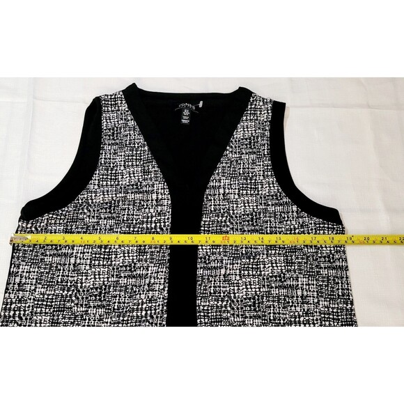 Jones New York Women's Top Black White Sleeveless V Neck Pullover Blouse Size M - Picture 5 of 9